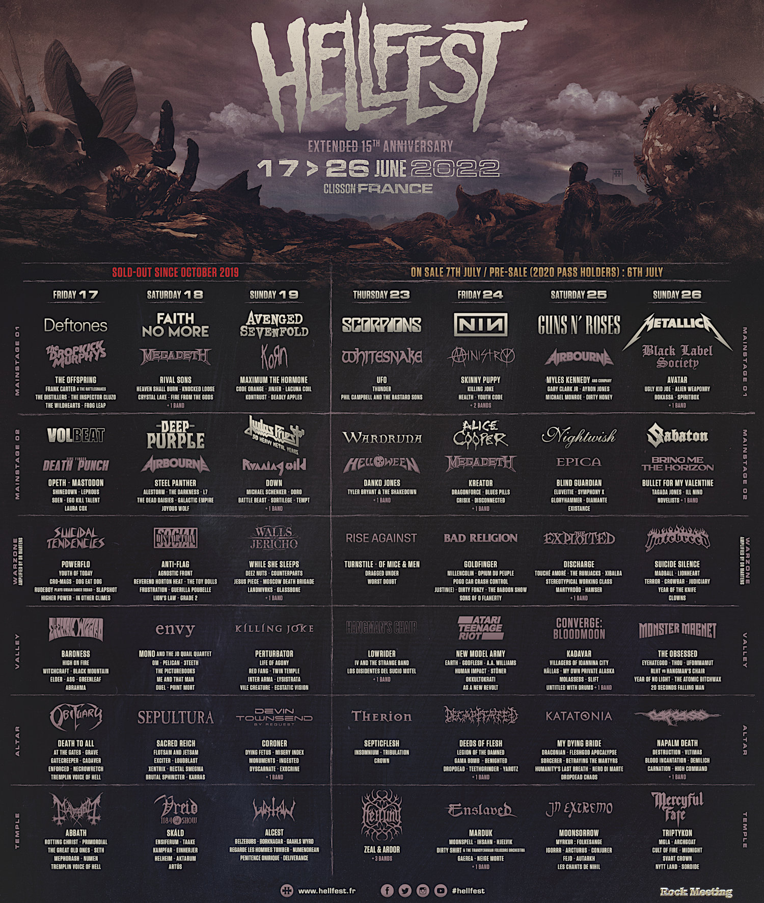 hellfest 2022 l edition aura lieu du 17 au 19 juin puis 24 au 26 juin avec metallica les guns n roses et les scorpions 01