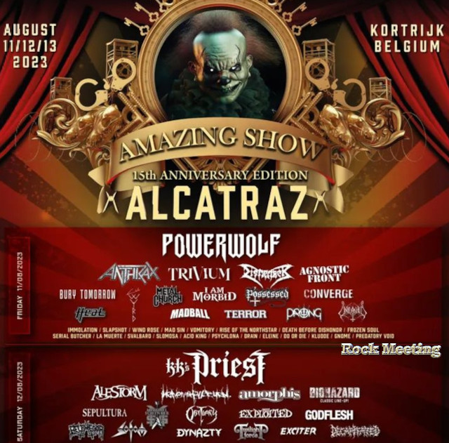 alcatraz festival 15eme edition fu11 au 13 aout 2023 kortrijk belgique avec powerwolf kk s priest alestorm anthrax amorphis