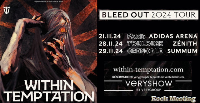 within temptation paris toulouse et grenoble bleed out 2024 tour novembre 2024