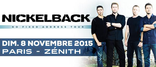 NICKELBACK Paris Zenith le 8 novembre 2015