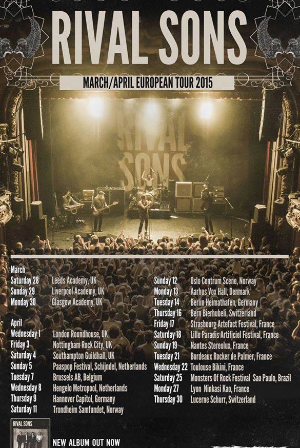RIVAL SONS Tour 2015 à Strasbourg, Lille, Nantes, Bordeaux, Toulouse, Lyon...