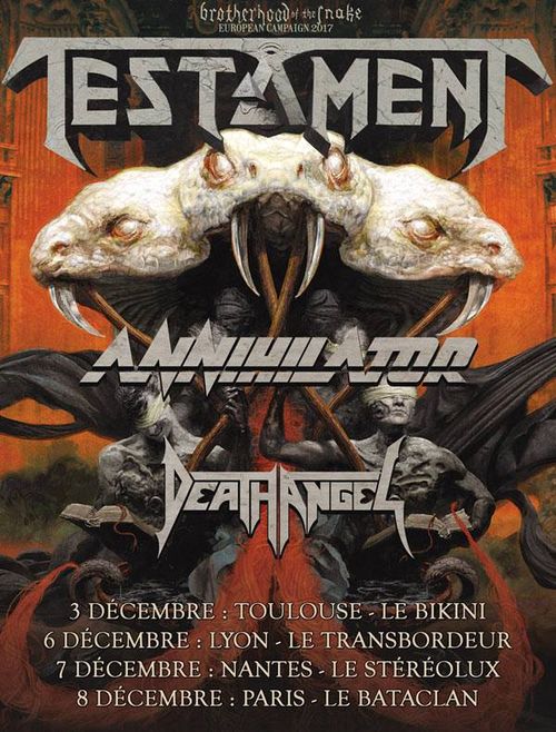TESTAMENT / Annihilator Tulouse - Lyon - Nantes - Paris - 3 au 8 décembre