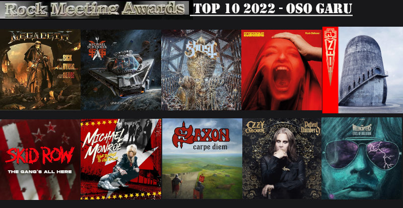 rockmeeting awards top albums 2022 d oso garu megadeth msg ghost scorpions rammstein skid row michael monroe saxon ozzy osbourne the hellacopters