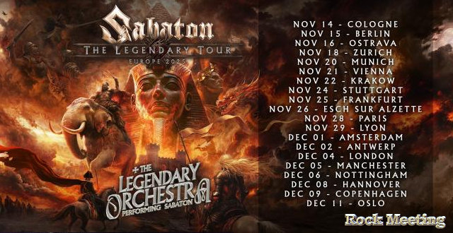 sabaton annonce la tournee the legendary tour 2025 en europe paris accor arena le 28 11 2025 lyon ldlc aren le 29 11 2025