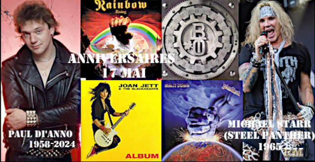 anniv 17 mai rainbow judas priest iron maiden bachman turner overdrive king crimson great white nine inch nails steel panthert