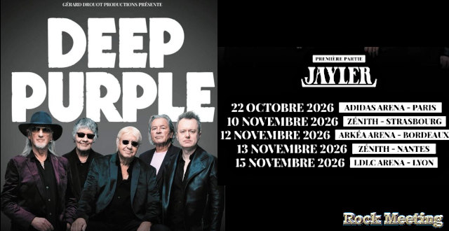 deep purple en tournee en france paris strasbourg bordeaux nantes lyon en novembre 2026 avec jayle