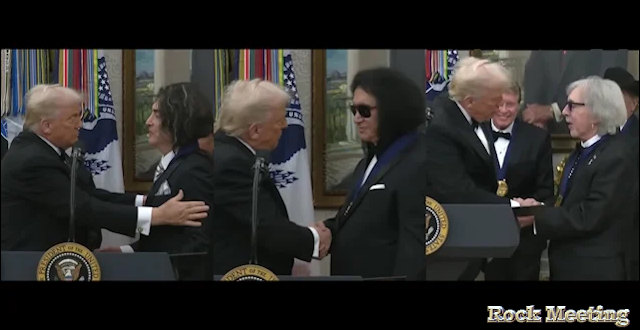 video donald trump remet les medailles d honneur du kennedy center au groupe kiss a la maison blanche a washington
