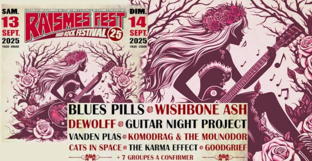 xxveme raismes fest 2025 du 13 au 14 septembre avec blues pills wishbone ash vanden plas dewolff komodrag and the mounodor the karma effect cats in space